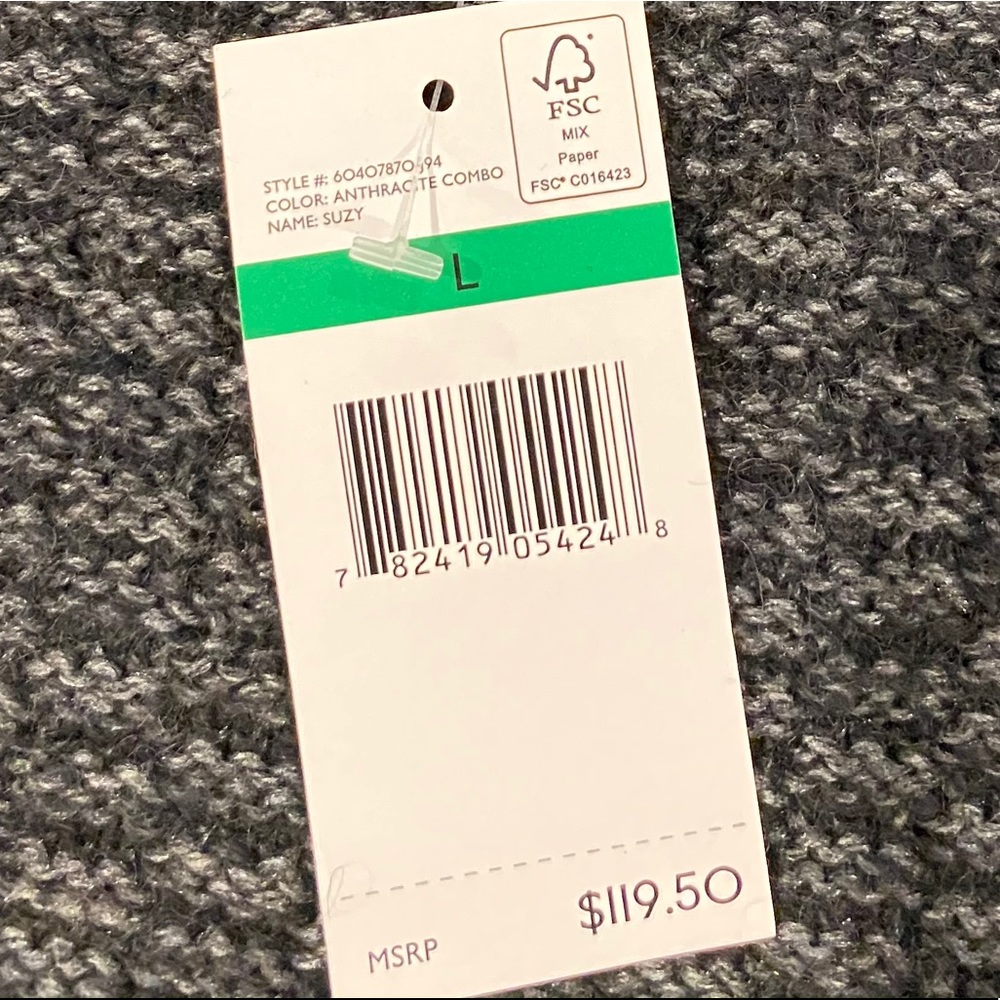 Nine West Gray & Black Wool Snap Top Sweater - Size Large - Picture 9 of 9